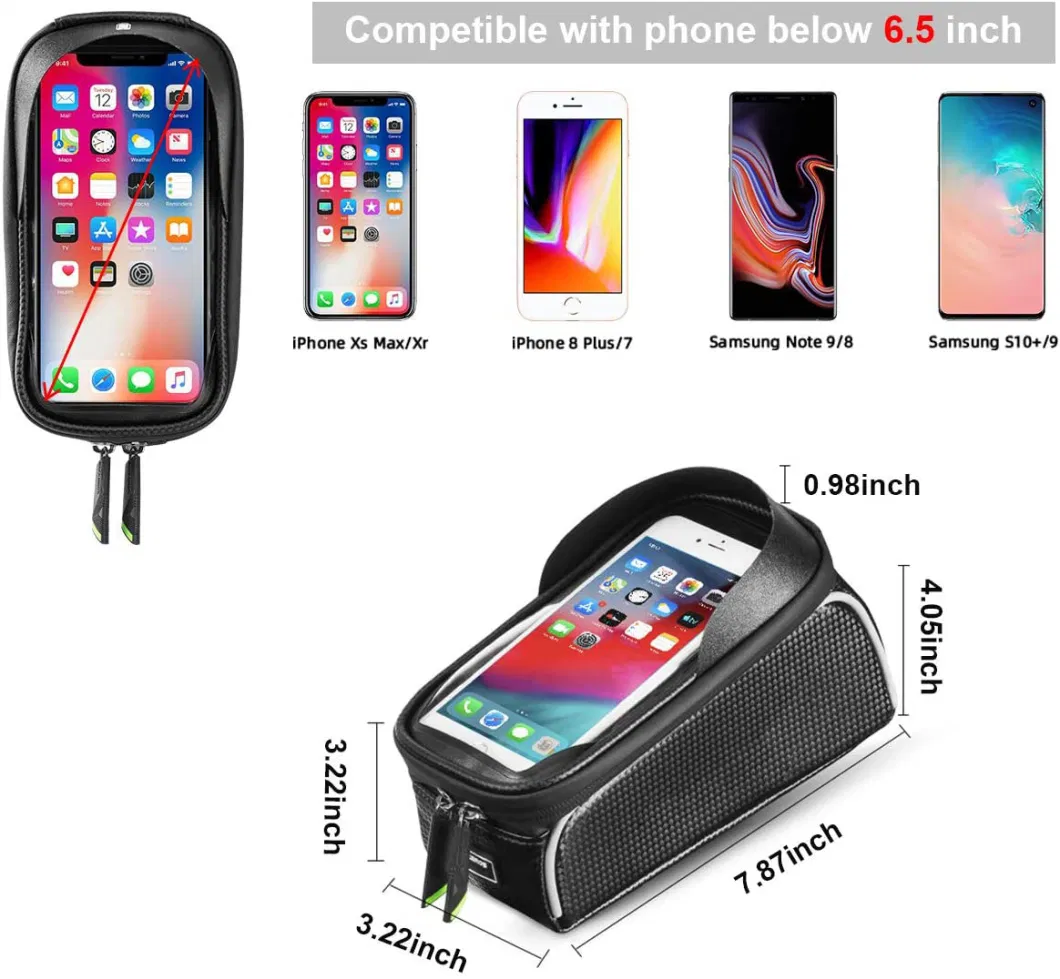 Waterproof Bike Phone Mount Top Tube Bag Phone Case Holder Cycling Pouch Bike Phone Front Frame Bag Bicycle Bag