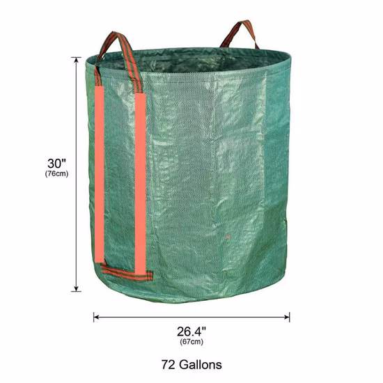 Borsa per coltivazione pieghevole in plastica resistente da 272 litri Borsa per rifiuti da giardino paesaggistica impermeabile in PP con sacchi per maniglia